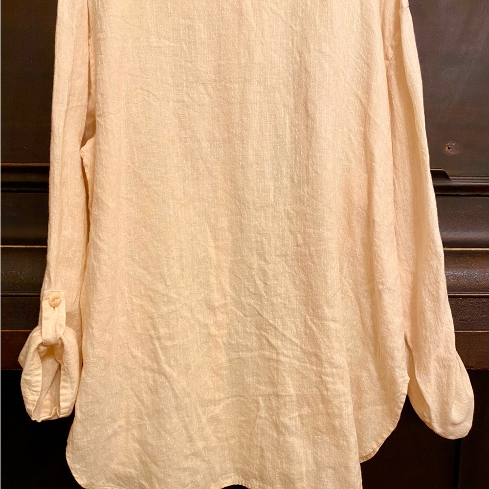 FLAX 100% Linen Pastel Peach Tunic / Top NWOT - Picture 6 of 6